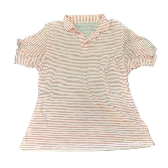 B. Draddy Golf Polo Pink + White Striped Men's Large - Picture 2 of 14
